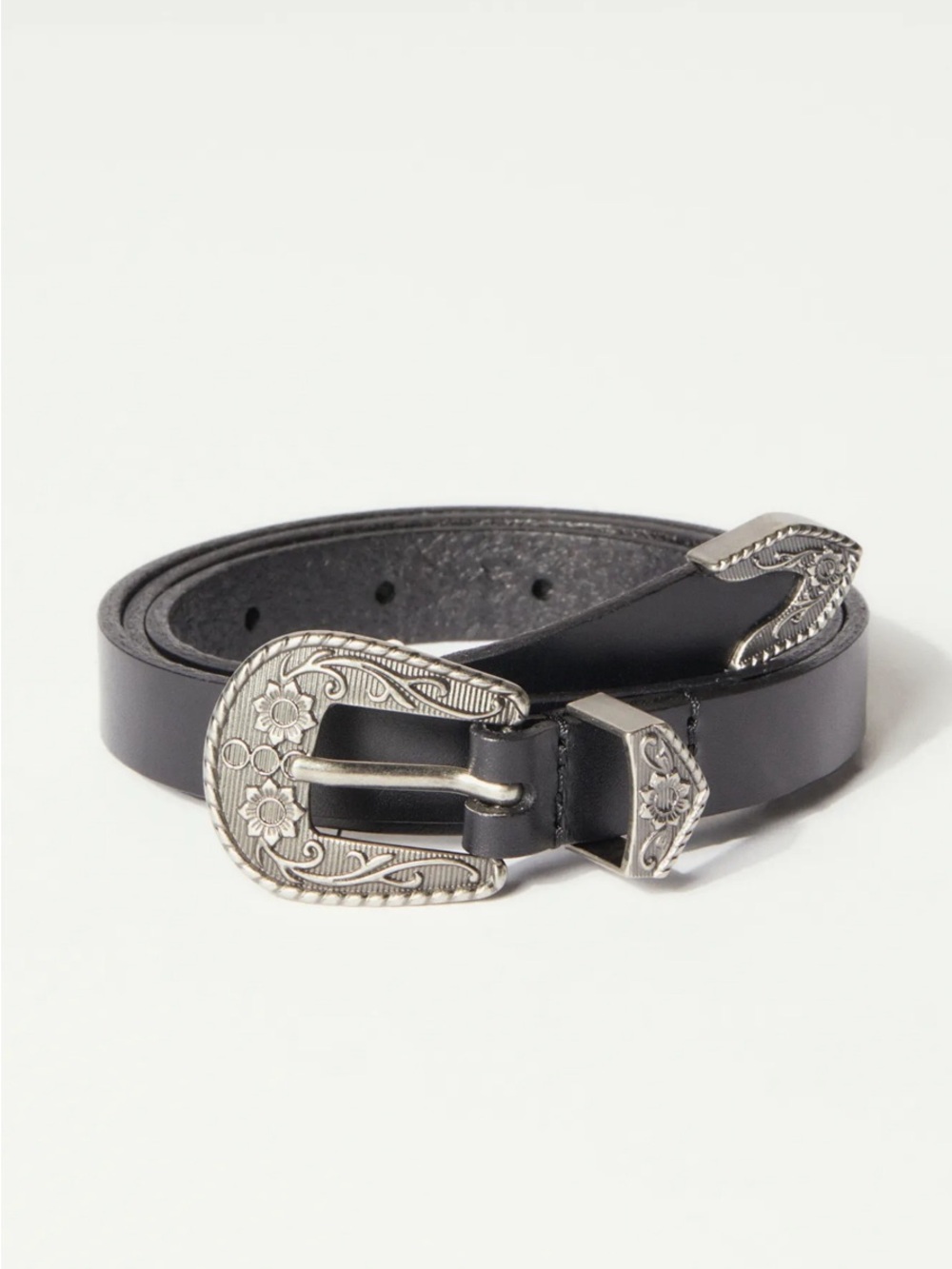 Lucky Brand Women’s Skinny Floral Western Belt Black Size Small